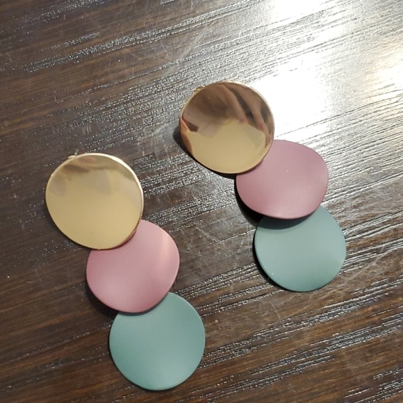 Layered Circle boho drop earrings jewelry - Picture 2 of 4